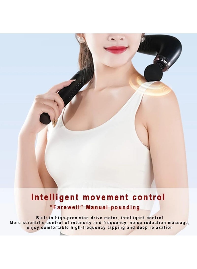 RION Massage Gun with Extended Handle Revolutionary U-Shaped Back Massager With 4 Heads, 6 Speeds, for Pain Relief Deep Tissue Body Massager for Neck, Shoulder, Leg-Reach Every Muscle with Ease (Black) - Image 3