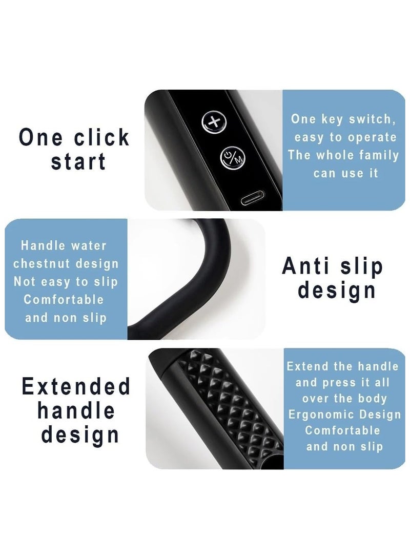 RION Massage Gun with Extended Handle Revolutionary U-Shaped Back Massager With 4 Heads, 6 Speeds, for Pain Relief Deep Tissue Body Massager for Neck, Shoulder, Leg-Reach Every Muscle with Ease (Black) - Image 2