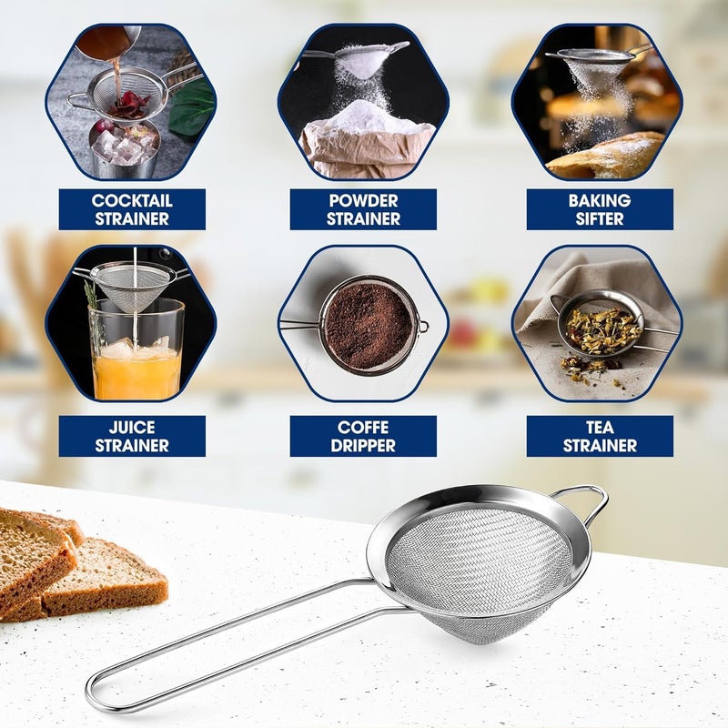 KETAR Fine Mesh Strainer with Handle – 3.3" Tea Strainer for Loose Tea Leaves and Coffee, Stainless Steel Tea Infuser with Handle – Good for Brewing Tea and Coffee - Image 3