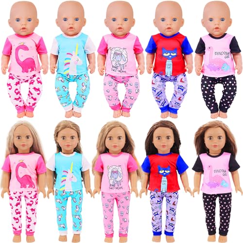 UNICORN ELEMENT 5 Set Baby Doll Clothes for 1418 Inch Dolls1416 Inch Doll Accessories with Short Sleeves for New Born Baby DollsNo Doll - Image 5