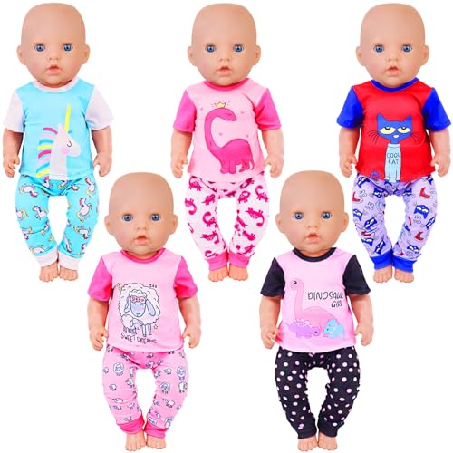 UNICORN ELEMENT 5 Set Baby Doll Clothes for 1418 Inch Dolls1416 Inch Doll Accessories with Short Sleeves for New Born Baby DollsNo Doll - Image 1