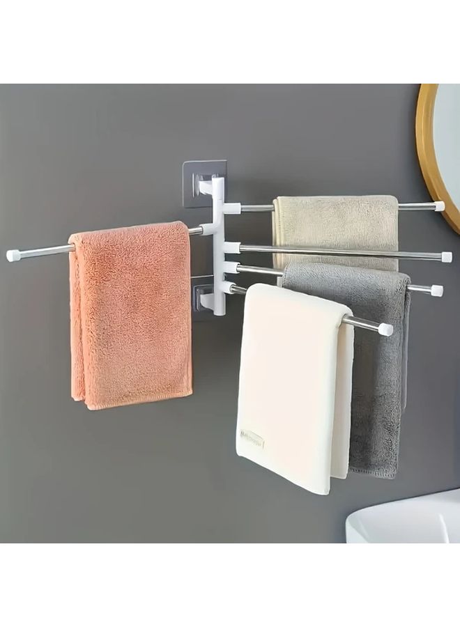5 Tier Wall Mounted Stainless Steel No Drill Rotating Towel Rack With Hooks - Image 1