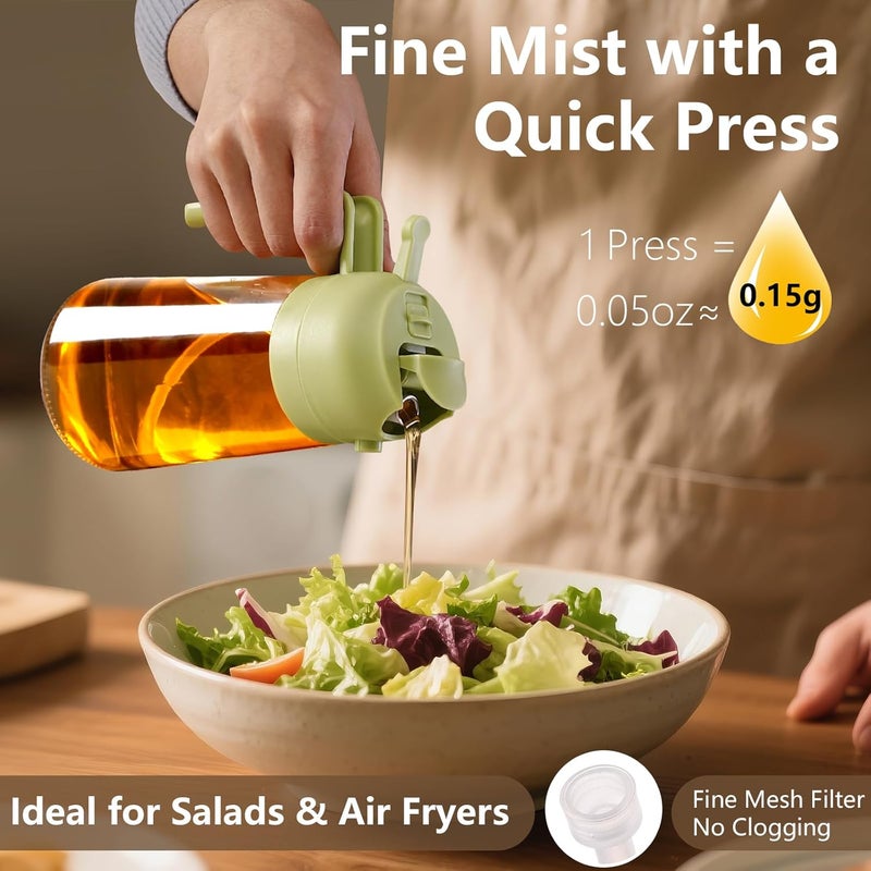 SWEET VIEW 16oz/470ml Oil Dispenser and Oil Sprayer, Glass Olive Oil Pourer for Kitchen, Air Fryer, Cooking, Salad, BBQ(Green) - Image 3