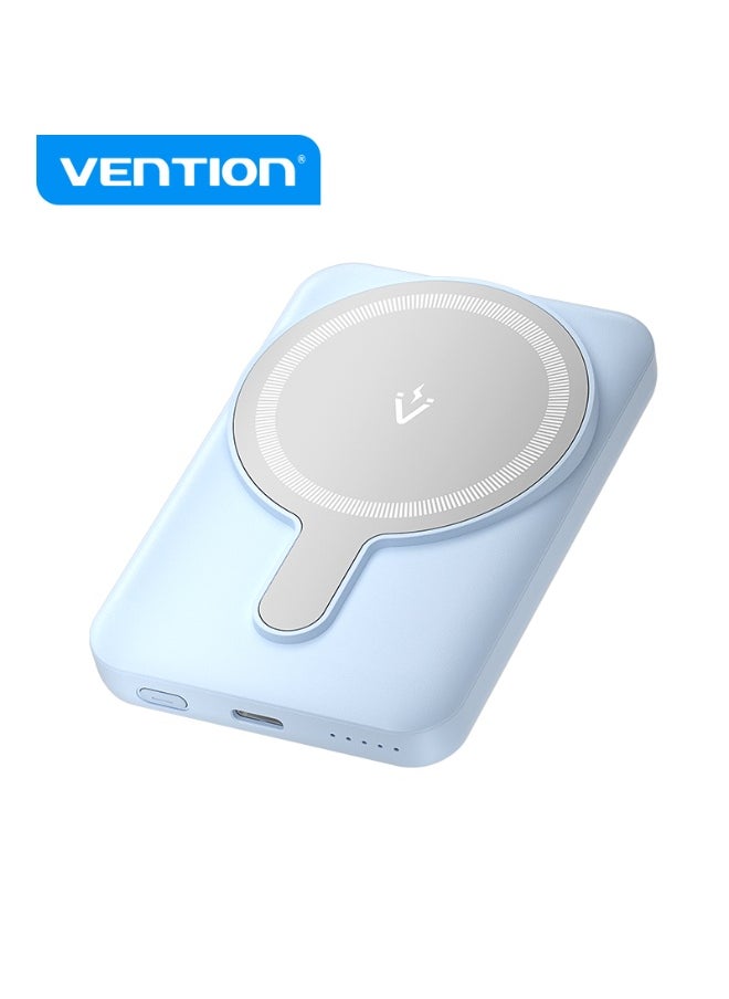 فينشن - بنك طاقة لاسلكي مغناطيسي VENTION بسعة 5000 مللي أمبير في الساعة (USB-C + USB-C + لاسلكي) مؤشر ضوء أزرق 20 وات نوع الطراز # FHSL0 - Image 1