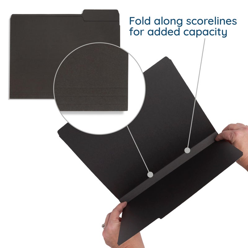 Blue Summit Supplies 100 Blue Summit Supplies Black File Folders - Letter Size File Folders with 1/3 Cut Tabs, Durable 11pt Black Paper, Holds Letter Size Documents, Black Folder 100 Pack - Image 2