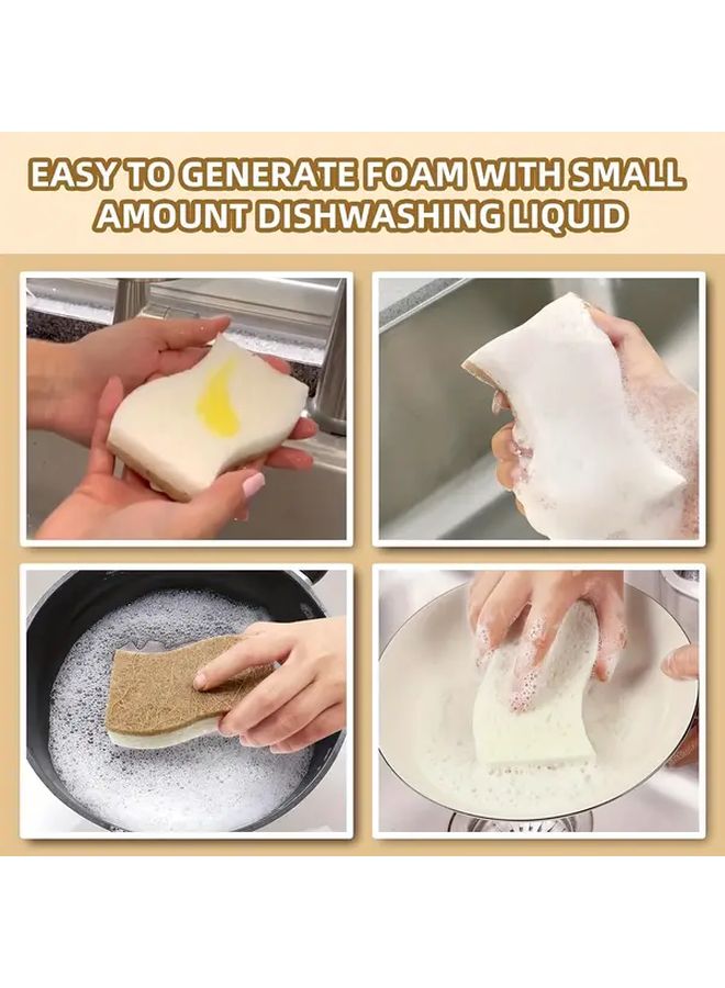 4 Pieces High Quality Kitchen Sponges Cellulose And Coconut Fiber Super Absorbent Dishwasher Sponge With Ergonomic Handle For Efficient Cleaning - Image 1