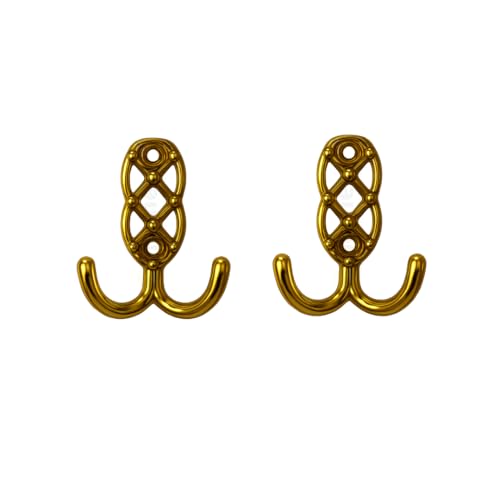 Colornest 2 Pcs Metal Hooks for Wall Heavy Duty Hooks for Hanging, Towel Clothes Hanger for Wall, Bathroom & Kitchen (Gold) - Image 1