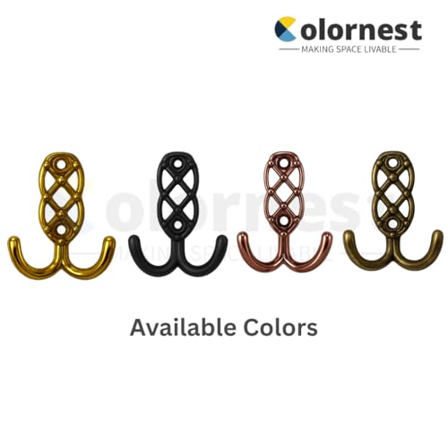 Colornest 2 Pcs Metal Hooks for Wall Heavy Duty Hooks for Hanging, Towel Clothes Hanger for Wall, Bathroom & Kitchen (Gold) - Image 5
