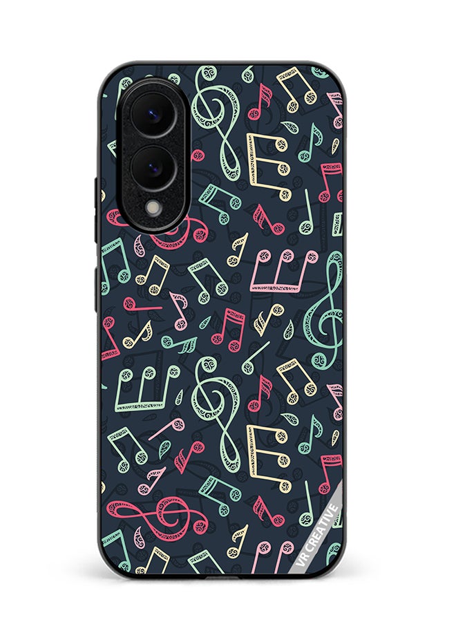VR CREATIVE Protective Case Cover For Samsung Galaxy S25 Edge Music Pattern Design Multicolour