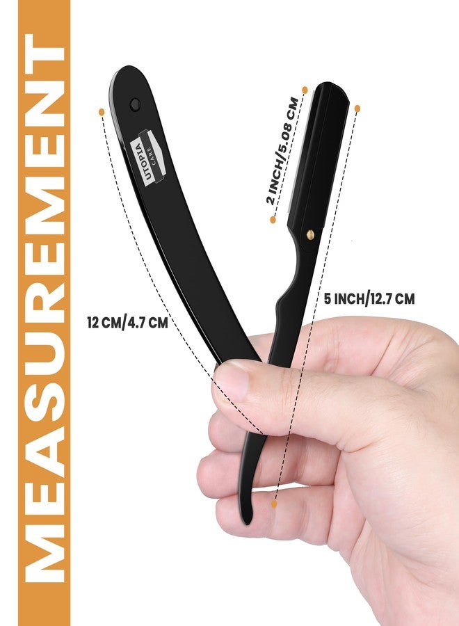 Utopia Care Professional Straight Razor for Men, Barber Straight Edge Razor Safety with 100 Pack Blades, Black - Image 2