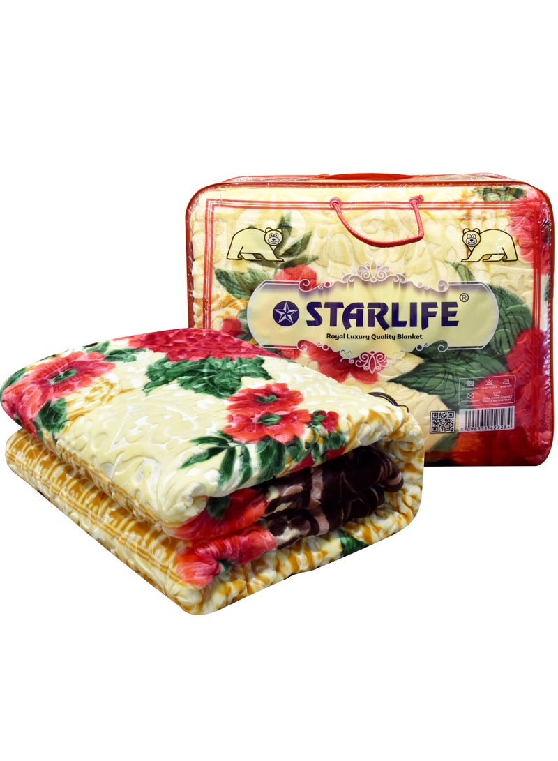 Double Ply Premium Korea Quality Blanket Made by 100% Polyester SPUN YARN Obtained from Virgin Polyester Which is Suitable for winter and Rainy Season 220*240CM 10LBS
