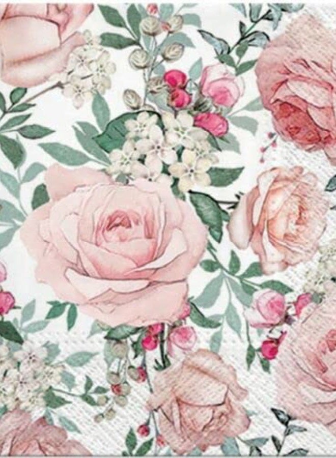 Importer AM AM Décor - 20 Count Soft 3-Ply Tissue Decoupage Luncheon Paper Napkins -13" x 13" (Unfolded) Gorgeous Roses - Image 1