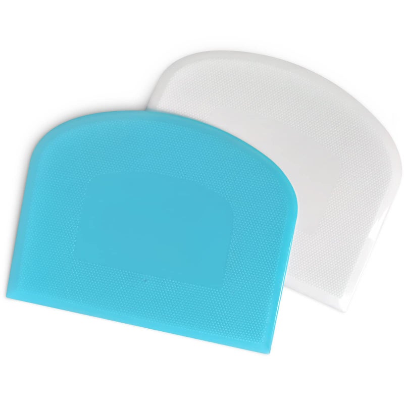 ALLTOP Bowl Spatula Bench ScraperFlexible Plastic Multipurpose Kitchen Pastry Cutter ToolFood Scrappers for Bread Dough Baking Cake Fondant IcingSet of 2 Pieces WhiteBlue