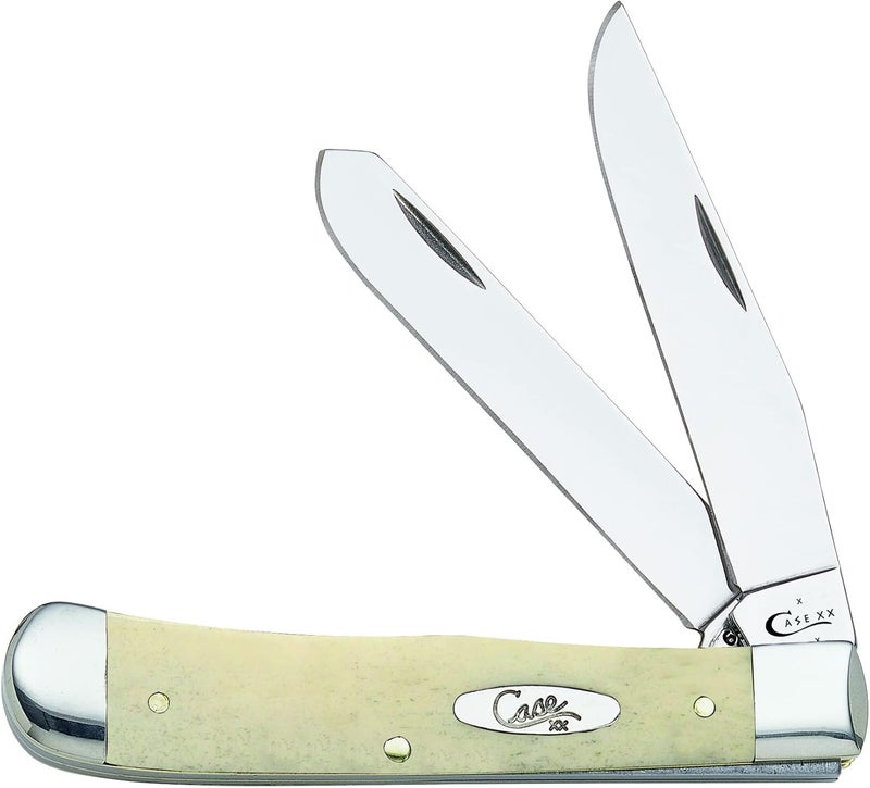 Case XX WR Pocket Knife Natural Smooth Bone Trapper W/Shield Item #1445 - (6254 SS) - Length Closed: 4 1/8 Inches - Image 1