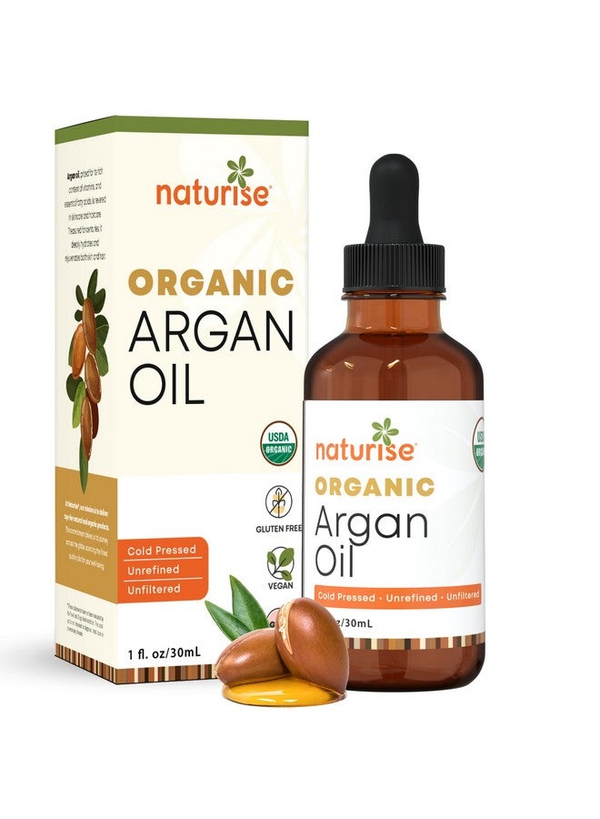 Naturise Organic Argan Oil - Organic Argan Oil Cold Pressed Argan Oil of Morocco - Vegan Non-GMO Gluten Free Argan Oil for Hair Growth and Skin Moisture - 100% Pure Moroccan Oil Hair Oil (1 fl. oz.) - Image 1