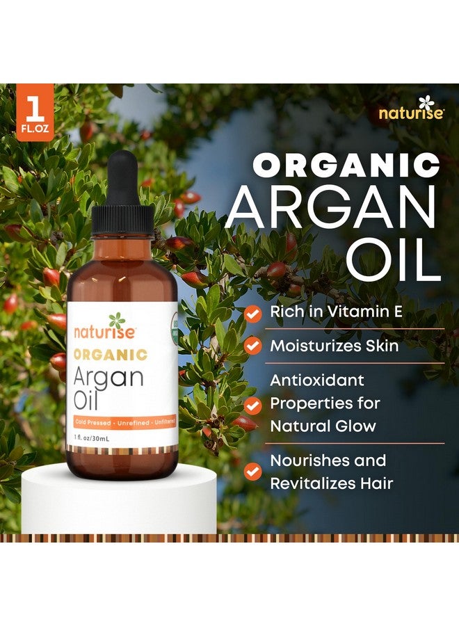 Naturise Organic Argan Oil - Organic Argan Oil Cold Pressed Argan Oil of Morocco - Vegan Non-GMO Gluten Free Argan Oil for Hair Growth and Skin Moisture - 100% Pure Moroccan Oil Hair Oil (1 fl. oz.) - Image 2