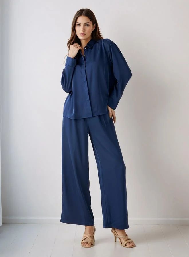 Splash FAV Coord Set with Shirt & Wide Leg Pants