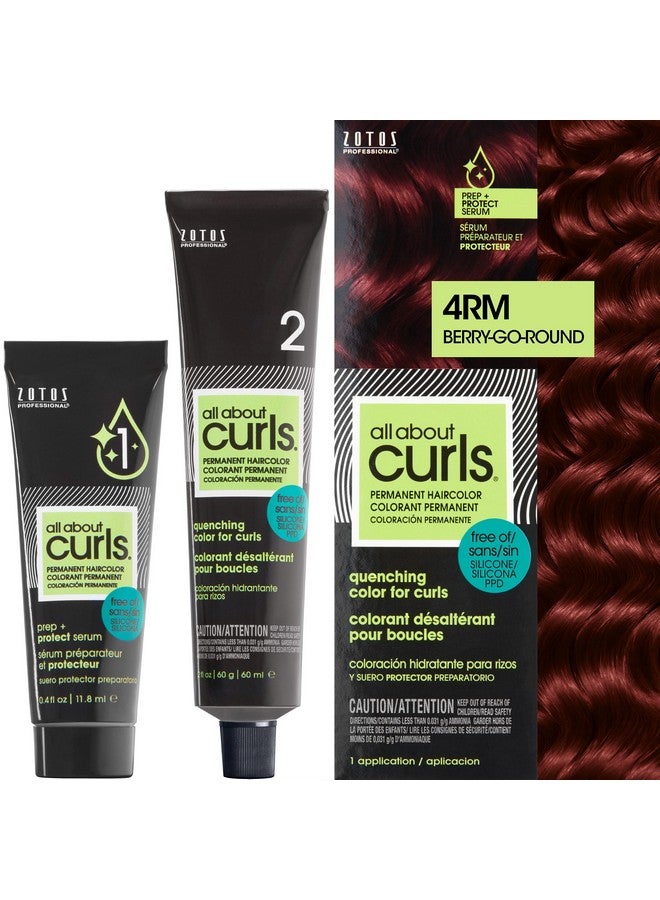 ALL ABOUT CURLS 4Rm Berrygoround Permanent Hair Color (Prep + Protect Serum & Hair Dye For Curly Hair) 100% Grey Coverage Nourished & Radiant Curls - Image 1