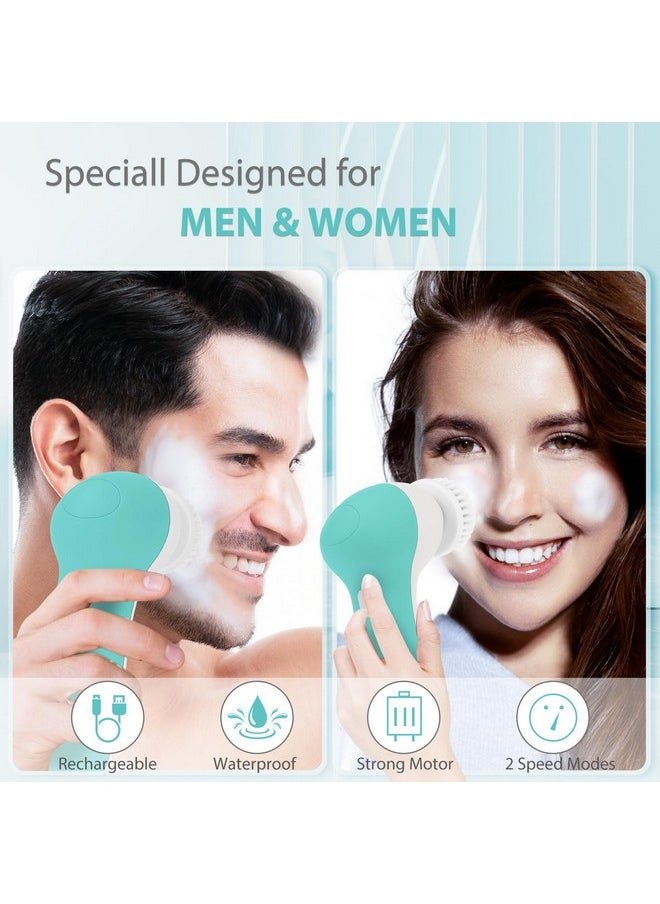 Rechargeable Facial Cleansing Spin Brush Set With 4 Exfoliating Brush Heads Complete Face Spa System By Clsevxy Waterproof Face Scrubber For Gentle Exfoliation And Deep Scrubbing