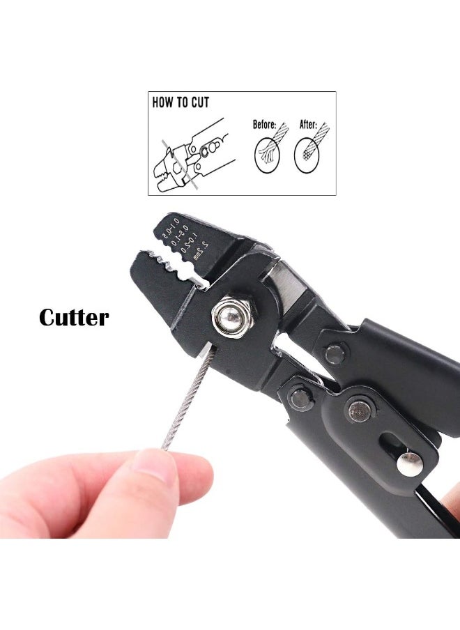Glarks Up To 2.2Mm Wire Rope Crimping Tool Wire Rope Swager Crimper Fishing Crimping Tool With 180Pieces 1.2/1.5/2Mm Aluminum Double Barrel Ferrule Crimping Loop Sleeve Kit  - Image 1