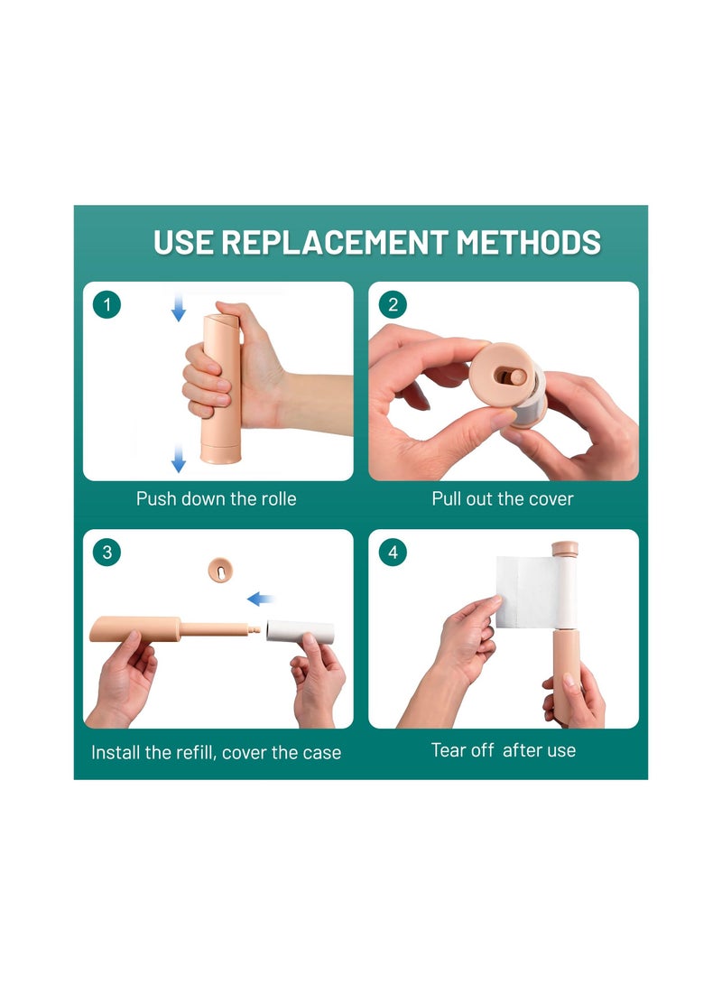 Retractable Lint Roller Mini Roller for Clothes Extra Sticky  Portable Sticky Travel Refillable Pet Hair Remover Dust with 3 Refills 180 Sheets Remove Hair - Image 4