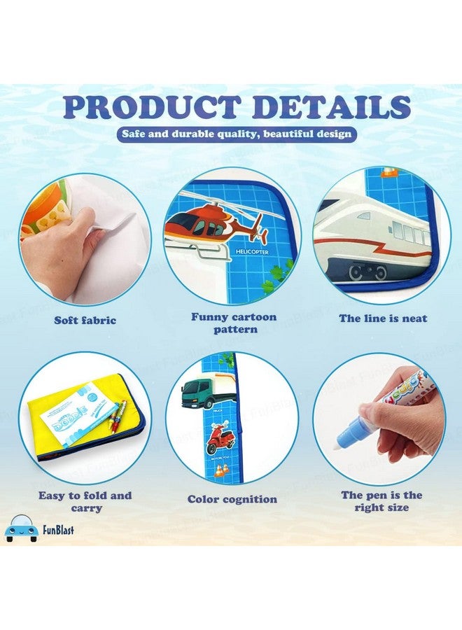 فنبلاست سجادة فن بلاست ماجيك المائية مع عينات ألوان قوس قزح - سجادة تلوين وكتابة وتعلم للأطفال، مقاس كبير للبنات والأولاد والأطفال (74 × 49 سم) - Image 4