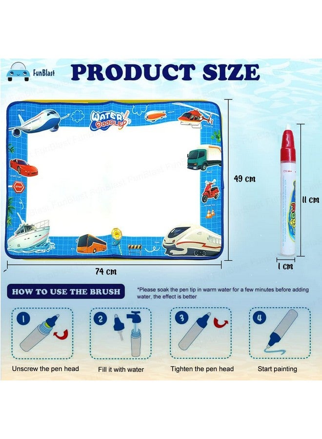 فنبلاست سجادة فن بلاست ماجيك المائية مع عينات ألوان قوس قزح - سجادة تلوين وكتابة وتعلم للأطفال، مقاس كبير للبنات والأولاد والأطفال (74 × 49 سم) - Image 2