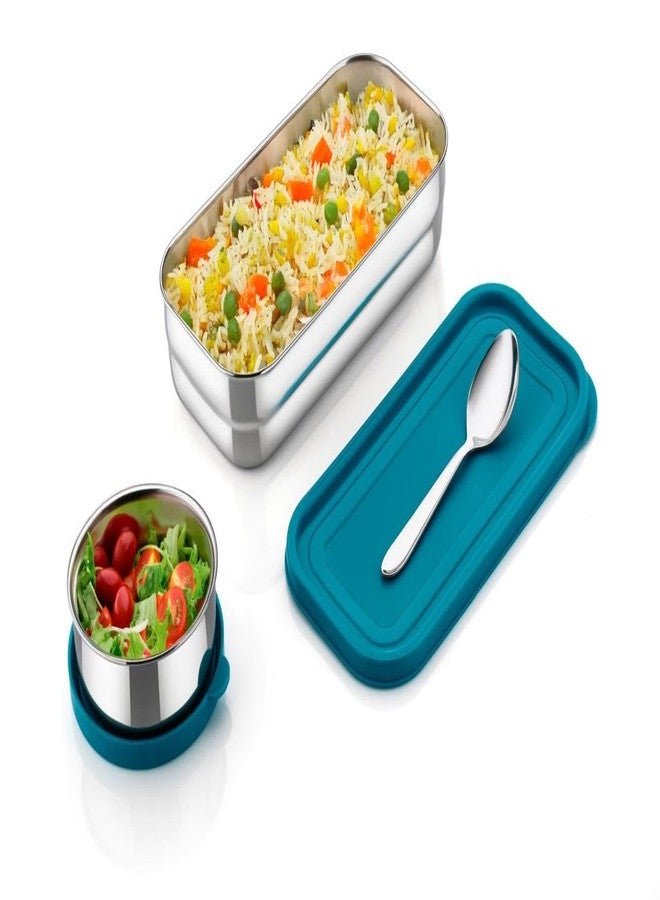 Zipsome Lunch Box with Steel Cutlery | 2 Safe Inner Containers with BPA Free Lids Easy to Carry & Durable Tiffin Box for Office, School, College | Airtight Leak-Proof Lunch Box Multicolor - Image 5