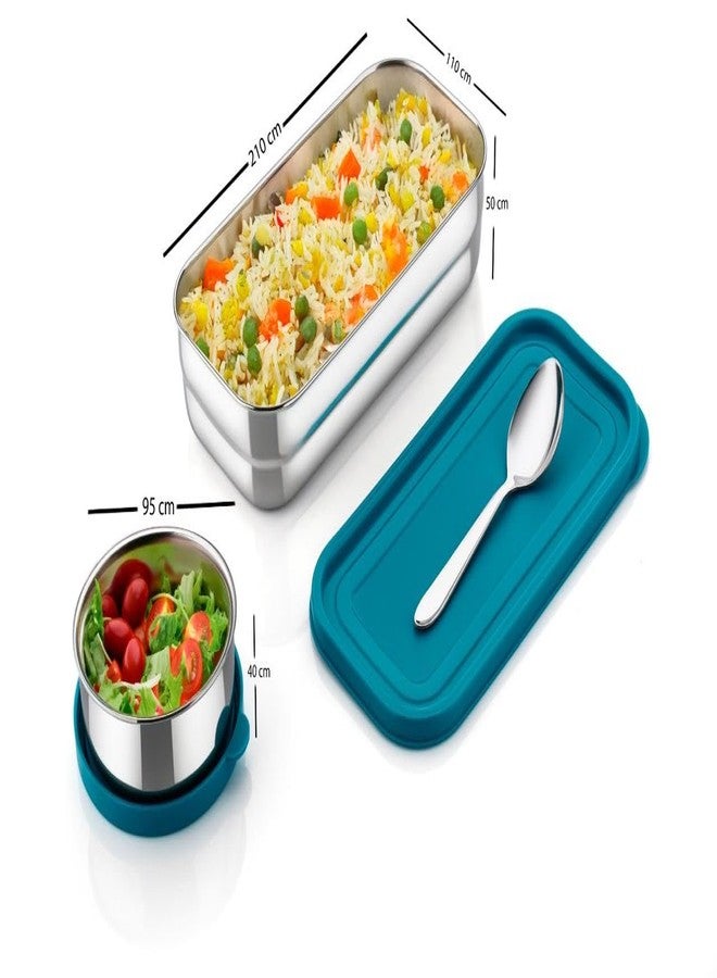 Zipsome Lunch Box with Steel Cutlery | 2 Safe Inner Containers with BPA Free Lids Easy to Carry & Durable Tiffin Box for Office, School, College | Airtight Leak-Proof Lunch Box Multicolor - Image 3
