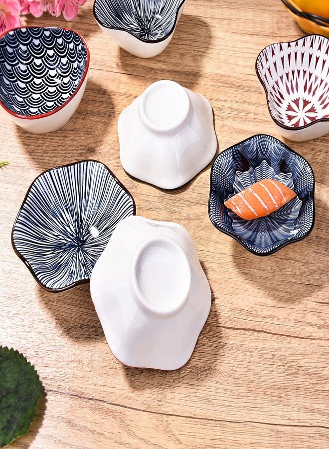 Whitenesser Black Soy Sauce Dishes Ceramic Sauce Cups Dipping Bowls Set of 4 Serving for Sushi Seasoning Cold Dish (B) - Image 4