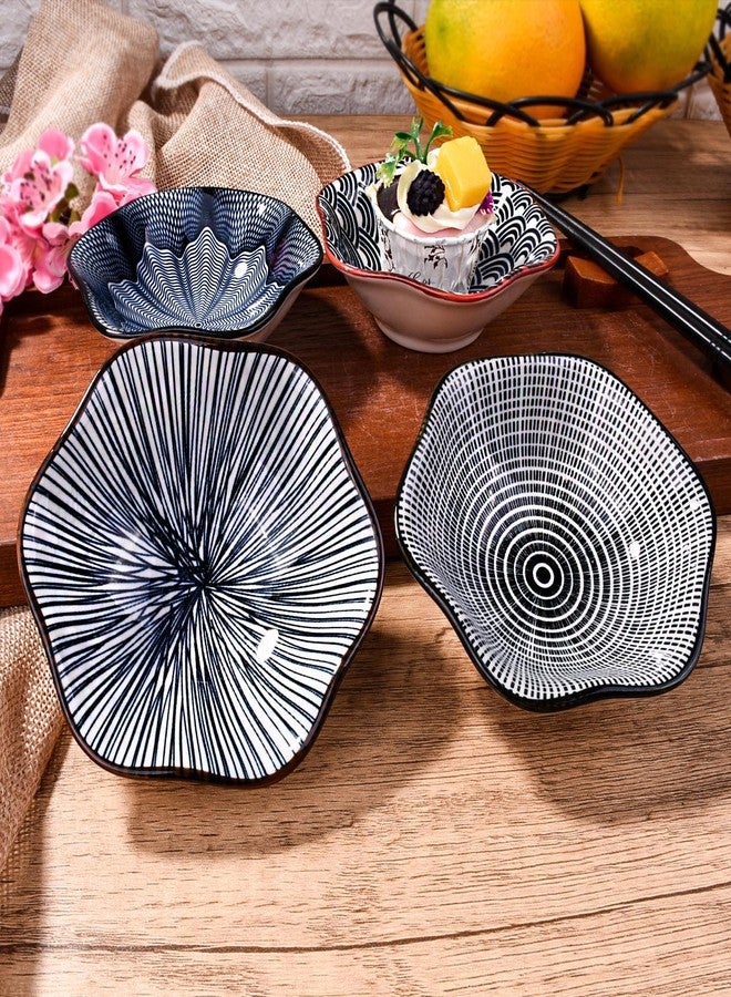 Whitenesser Black Soy Sauce Dishes Ceramic Sauce Cups Dipping Bowls Set of 4 Serving for Sushi Seasoning Cold Dish (B) - Image 3