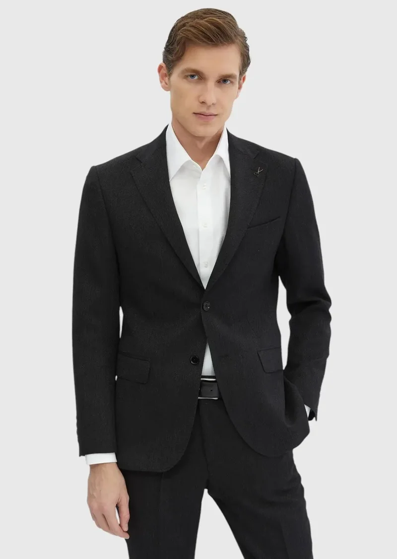 RAMSEY Navy Blue Plain Zeroweight Slim Fit 100% Wool Suit