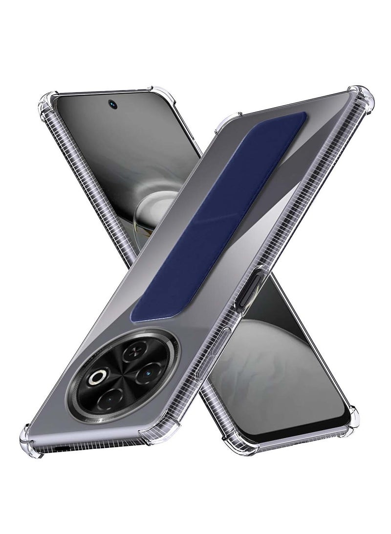 Wtech Tecno Spark 30C 5G 2024 TPU Hand Grip Air Pillow Case Cover - Clear/Navy Blue - Image 1