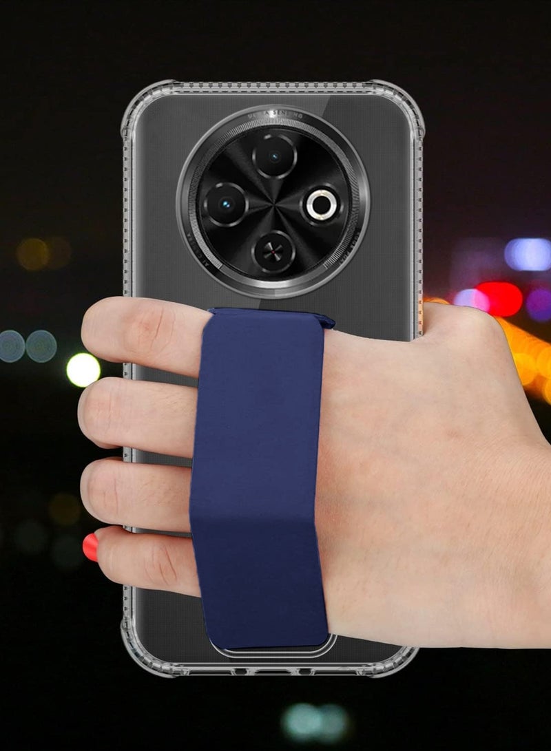 Wtech Tecno Spark 30C 5G 2024 TPU Hand Grip Air Pillow Case Cover - Clear/Navy Blue - Image 3