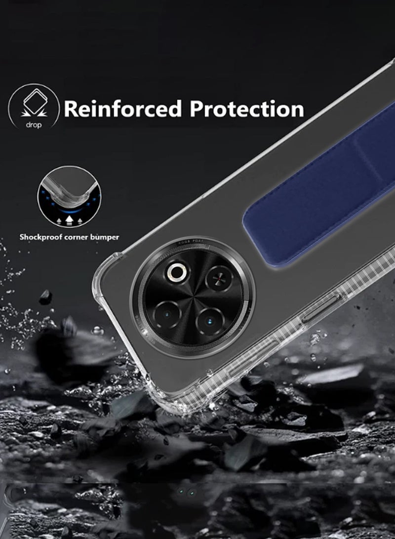Wtech Tecno Spark 30C 5G 2024 TPU Hand Grip Air Pillow Case Cover - Clear/Navy Blue - Image 5