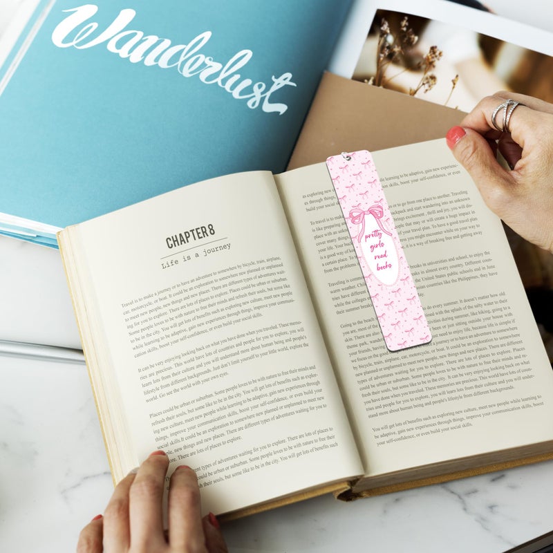 MENIFEND Pink Bow Metal Bookmark Gifts, Cute Metal Bookmark with Charm, Pretty Girls Read Books Gift for Women Girls, Bookish Accessaries for Reading Book Lovers Birthday Christmas School Office Supplies - Image 5
