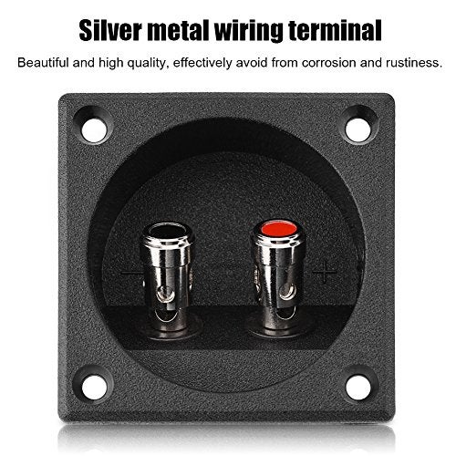 ZERONE Round Speaker Box Terminal, Subwoofer Box Terminal Cup Silver Push Spring Loaded Jacks Double Binding Post Speaker Terminal Plates Repalcement for DIY, Black - Image 4