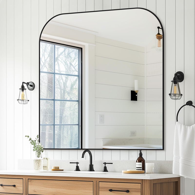 LadyNow Bathroom Mirror, Wall Mirrors, Black Metal Framed Wall-Mounted Mirrors, Bathroom Vanity Mirror for Over Sink, Living Room, Bedroom, Entryway, 36x36 Inch, Black - Image 2