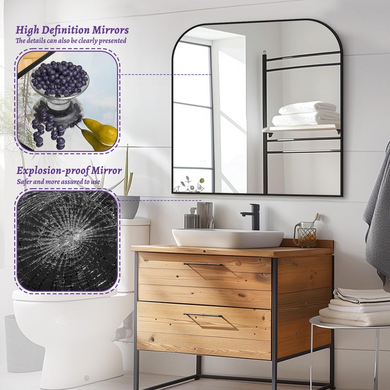 LadyNow Bathroom Mirror, Wall Mirrors, Black Metal Framed Wall-Mounted Mirrors, Bathroom Vanity Mirror for Over Sink, Living Room, Bedroom, Entryway, 36x36 Inch, Black - Image 4