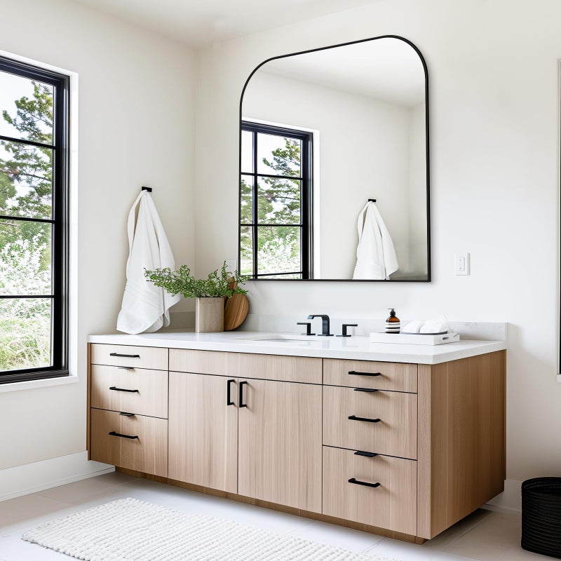 LadyNow Bathroom Mirror, Wall Mirrors, Black Metal Framed Wall-Mounted Mirrors, Bathroom Vanity Mirror for Over Sink, Living Room, Bedroom, Entryway, 36x36 Inch, Black - Image 3
