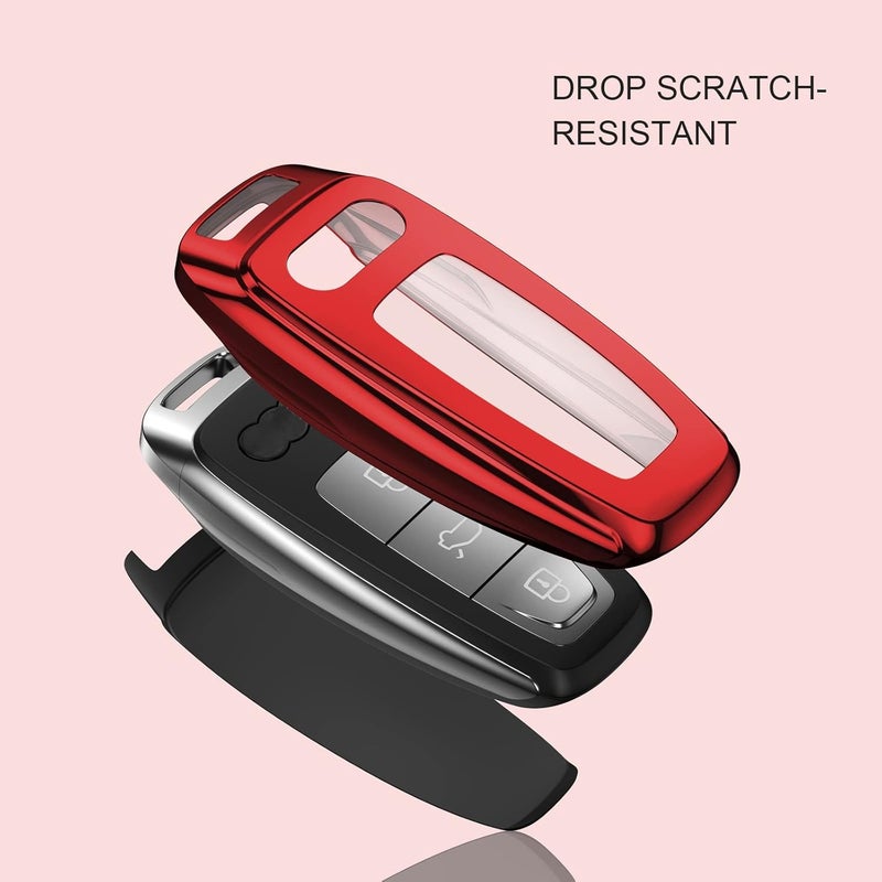ELOHEI Audi Key Fob Cover - Red TPU Protector - Image 5
