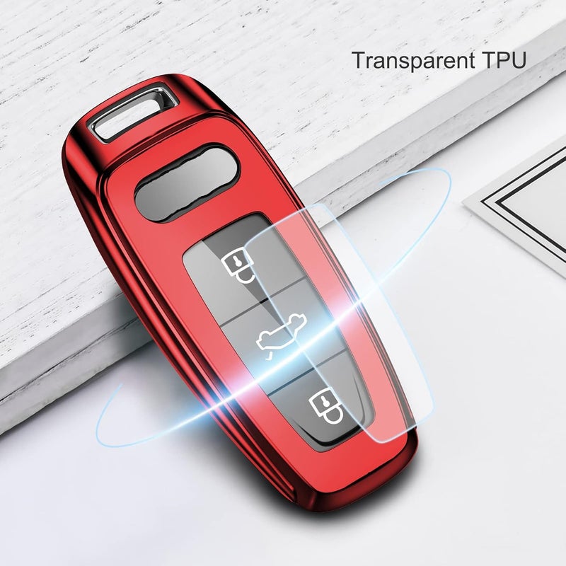 ELOHEI Audi Key Fob Cover - Red TPU Protector - Image 3