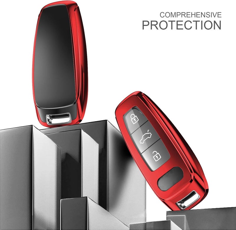 ELOHEI Audi Key Fob Cover - Red TPU Protector - Image 2