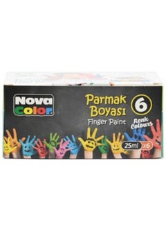 NOVA Nova Color Finger Paints 25Ml, 6 Colors (Blue,Red,Yellow,Green,Black,White) -KRPBNC-138 