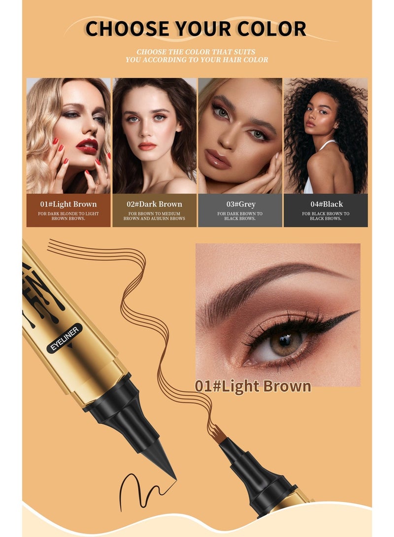 ZMDREAM 2-in-1 Eyebrow Pencil & Eyeliner | 4-Tips Waterproof Long-Lasting Smudgeproof Brow Pen for Makeup - Image 4