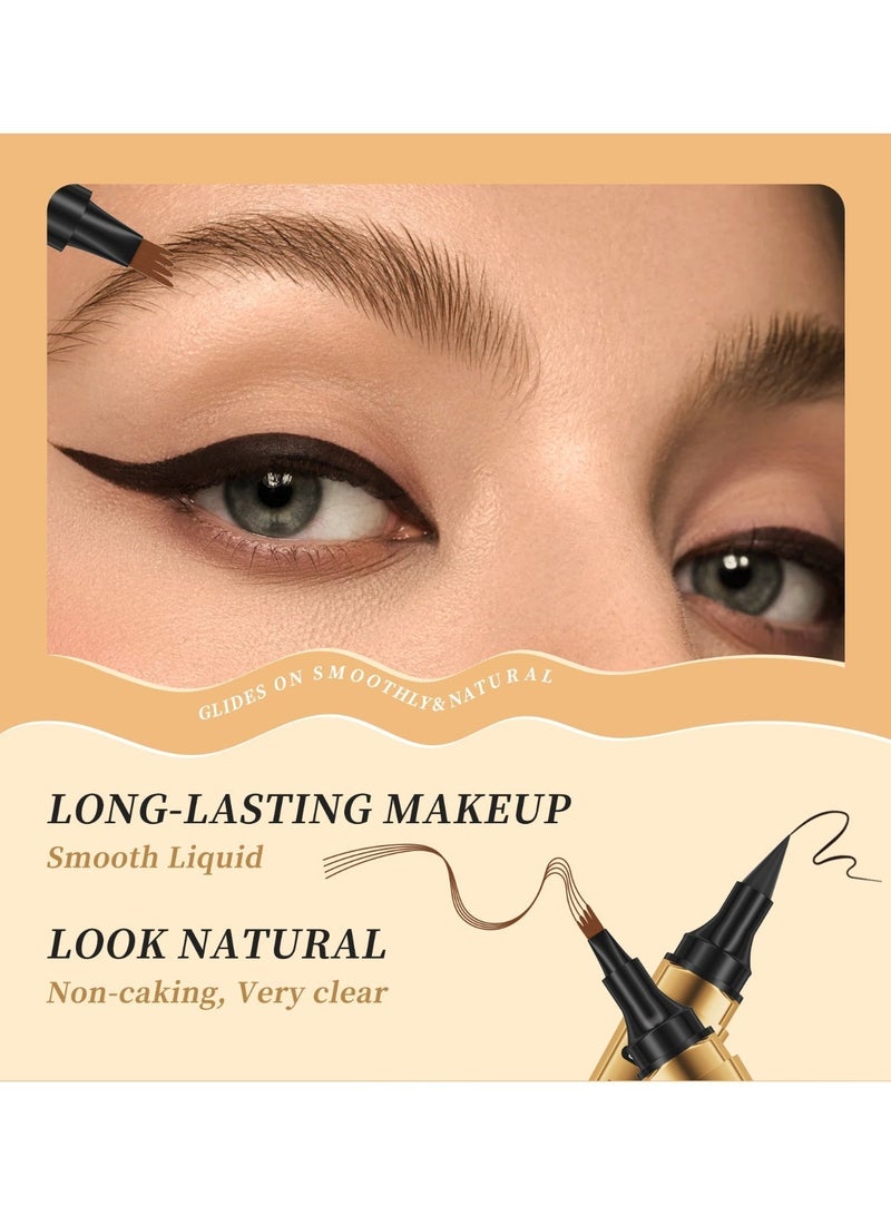 ZMDREAM 2-in-1 Eyebrow Pencil & Eyeliner | 4-Tips Waterproof Long-Lasting Smudgeproof Brow Pen for Makeup - Image 5