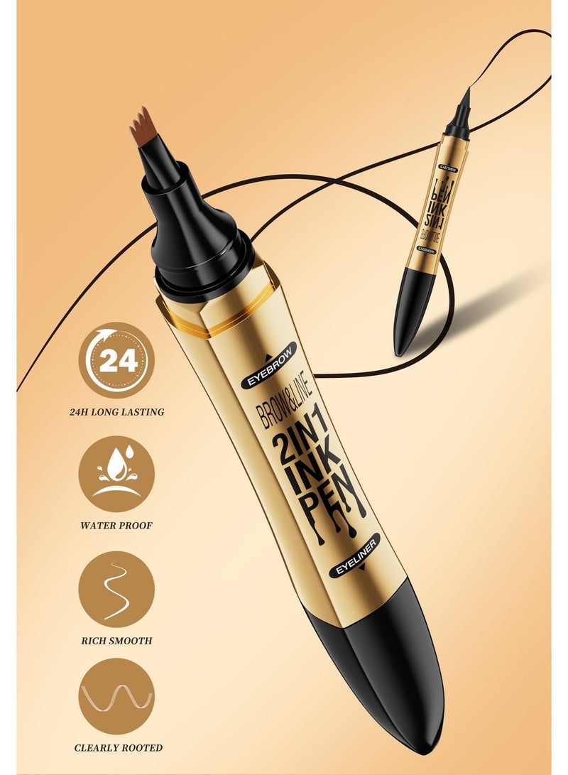 ZMDREAM 2-in-1 Eyebrow Pencil & Eyeliner | 4-Tips Waterproof Long-Lasting Smudgeproof Brow Pen for Makeup - Image 3