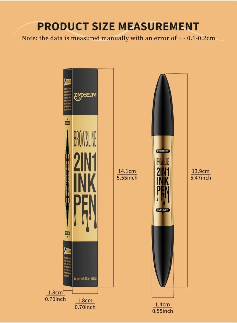 ZMDREAM 2-in-1 Eyebrow Pencil & Eyeliner | 4-Tips Waterproof Long-Lasting Smudgeproof Brow Pen for Makeup - Image 2