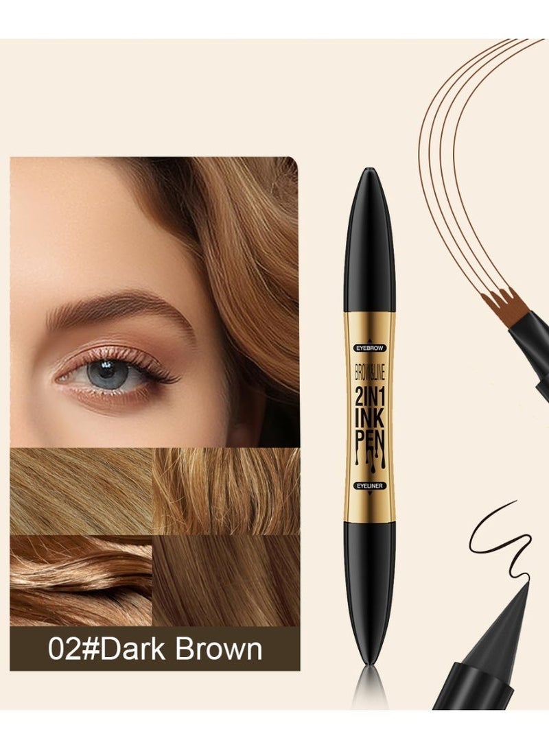 ZMDREAM 2-in-1 Eyebrow Pencil & Eyeliner | 4-Tips Waterproof Long-Lasting Smudgeproof Brow Pen for Makeup - Image 1
