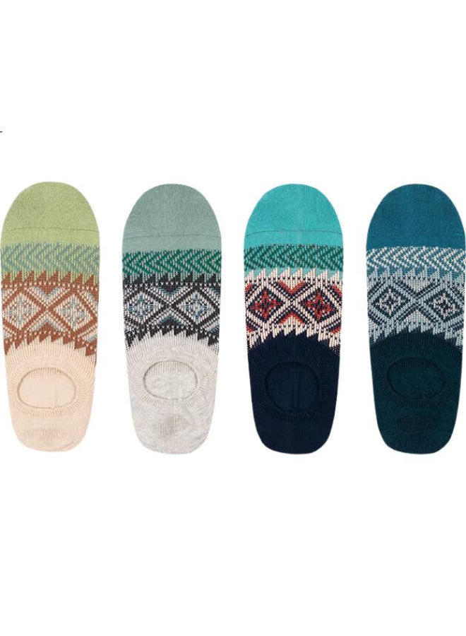 Liangpu Men'S Ethnic Style Boat Socks Thin Breathable Invisible Mesh Sweat-Absorbing Socks For Four Seasons - Image 1